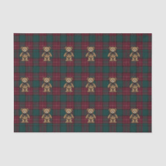 Burgundy and Green Teddy Tartan Tissue Paper Seidenpapier