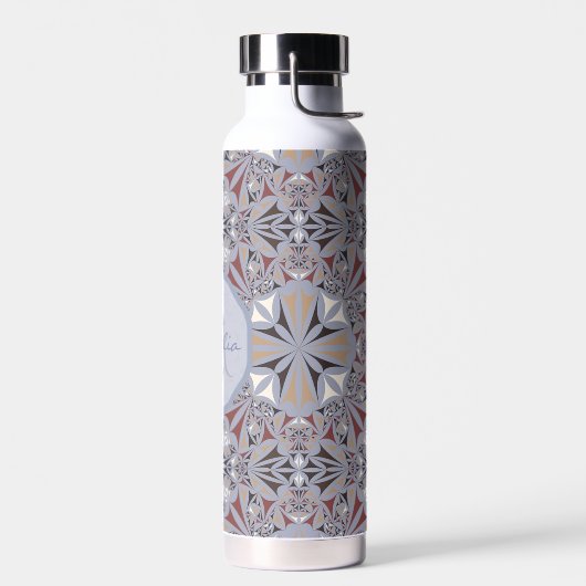 Burgundy and Grey Elegant Pattern Personalised Trinkflasche (Links)