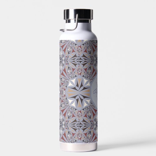 Burgundy and Grey Elegant Pattern Personalised Trinkflasche (Rechts)