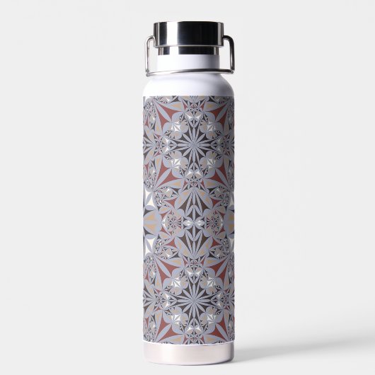 Burgundy and Grey Elegant Pattern Personalised Trinkflasche (Rückseite)