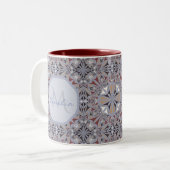 Burgundy and Grey Elegant Pattern Personalised Zweifarbige Tasse (Vorderseite Links)