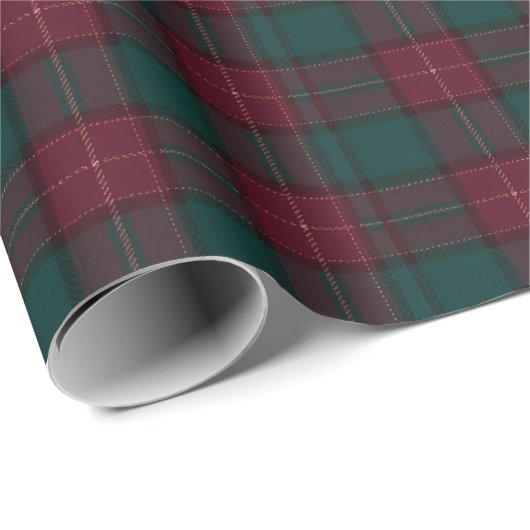 Burgundy and Hunter Green Tartan Wrapping Paper Geschenkpapier (Rolleneckpunkt)