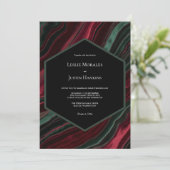 Burgundy and Hunter Green Velvet- Look Einladung (Stehend Vorderseite)