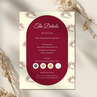 Burgundy and Ivory Arch  Wedding Details Card Begleitkarte