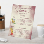 Burgundy and Ivory Retro Wedding Signature Drinks Sockelschild (In SItu)