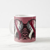Burgundy and Ivory Ribbon with Wings Coffee Mug Kaffeetasse (Vorderseite Links)