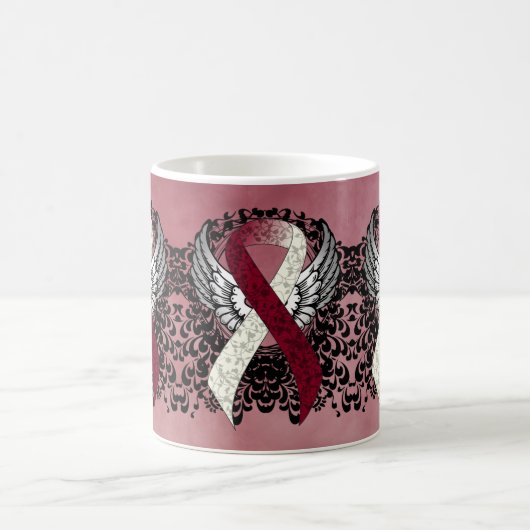 Burgundy and Ivory Ribbon with Wings Coffee Mug Kaffeetasse (Mittel)