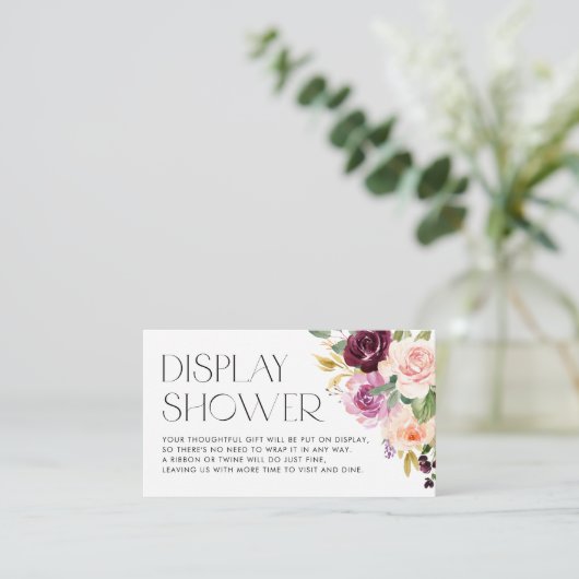 Burgundy and Peach Flowers Fall Display Shower Begleitkarte (Stehend Vorderseite)
