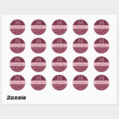 BURGUNDY and PINK Damask Wedgram Runder Aufkleber (Blatt)