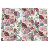 Burgundy and pink watercolor floral personalized  große geschenktüte (Rückseite)