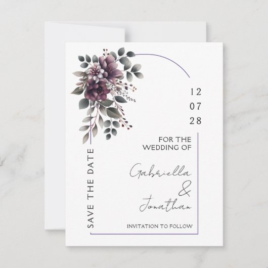Burgundy and Sage Arch Save the Date | Invitation Einladung (Vorderseite)