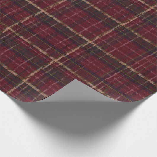 Burgundy and Tan Plaid Tartan Wrapping Paper  Geschenkpapier (Ecke)