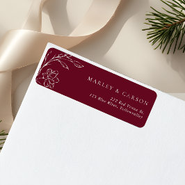 Burgundy and White Floral Wedding Return Address