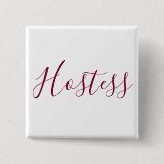Burgundy and White Hostess Button