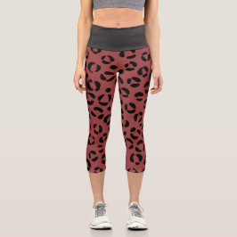 Burgundy Animal Print Capri Leggings