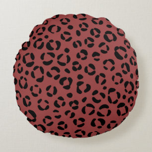 Burgundy Animal Print Rundes Kissen