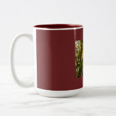 Burgundy Apple Blossom Design Zweifarbige Tasse (Links)