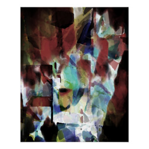 Burgundy Aqua Gold Black Paint Splashes Art Design Poster
