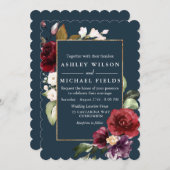 Burgundy Aquamarin Green Modern Wedding Einladung (Vorne/Hinten)