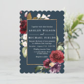 Burgundy Aquamarin Green Modern Wedding Einladung (Stehend Vorderseite)