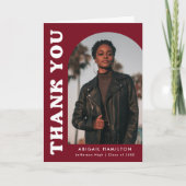 Burgundy Arch 4 Foto Abschluss aufsetzen Dankeskarte (Vorderseite)