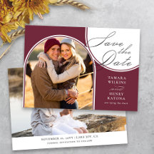 Burgundy Arched Foto Wedding Calligraphy