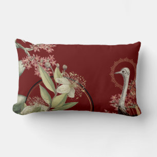 Burgundy Artistic Floral Design Lendenkissen