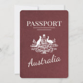 Burgundy Australia Passport Wedding Einladung (Rückseite)
