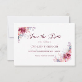 Burgundy Autumn Watercolor Calligraphy Wedding Save The Date