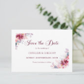 Burgundy Autumn Watercolor Calligraphy Wedding Save The Date (Stehend Vorderseite)