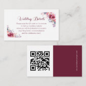 Burgundy Autumn Watercolor QR Info Wedding Begleitkarte (Vorne/Hinten)