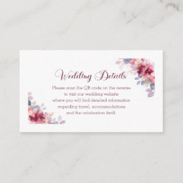 Burgundy Autumn Watercolor QR Info Wedding Begleitkarte