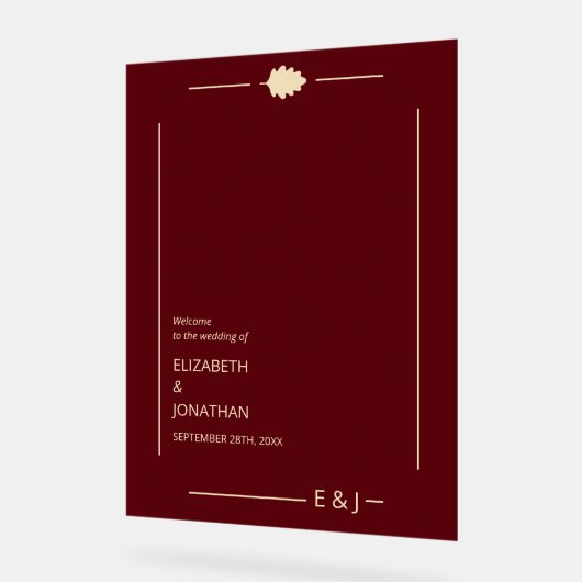 Burgundy Autumn Wedding Acrylschild (Winkel)