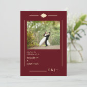 Burgundy Autumn Wedding Dankeskarte (Stehend Vorderseite)