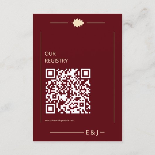 Burgundy Autumn Wedding Registry Begleitkarte (Vorderseite)