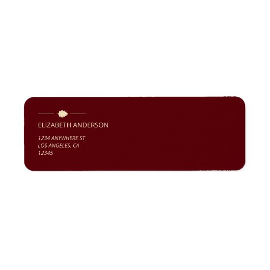 Burgundy Autumn Wedding Return Address Label (Vorne)