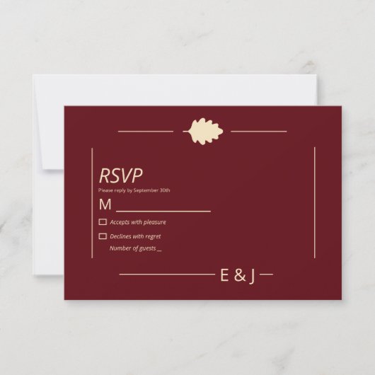 Burgundy Autumn Wedding RSVP Karte (Vorderseite)