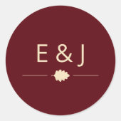 Burgundy Autumn Wedding Runder Aufkleber (Vorderseite)
