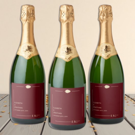 Burgundy Autumn Wedding Schaumweinetikett