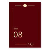 Burgundy Autumn Wedding Tischnummer (Rückseite)