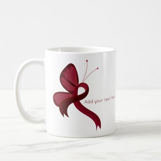 Burgundy Awareness Ribbon Butterfly Tasse (Links)
