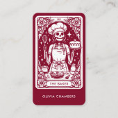 Burgundy Baker Tarot Skeletts Konditorei Koch Visitenkarte (Vorderseite)