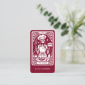 Burgundy Baker Tarot Skeletts Konditorei Koch Visitenkarte (Stehend Vorderseite)