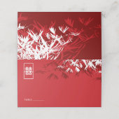 Burgundy Bamboo Blätter Double Xi Chinesische Hoch Platzkarte (Außenseite Aufgefaltet)