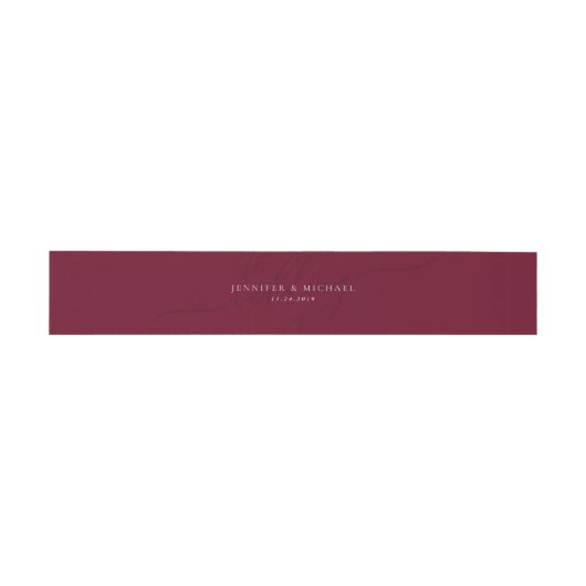 Burgundy Basic Suite Wedding Einladungsbanderole (Flach)
