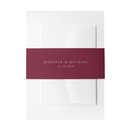 Burgundy Basic Suite Wedding Einladungsbanderole (Vorderseite Beispiel)