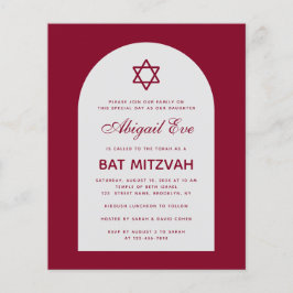 Burgundy Bat Mitzvah Arch Budget Rote Einladung