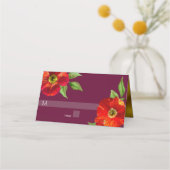 Burgundy Bat Mitzvah Bold Floral Watercolor Modern Platzkarte (Vorderseite)
