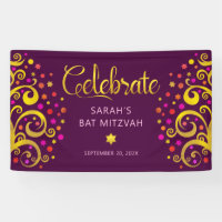 Burgundy Bat Mitzvah Goldene Foil Script Tree of L