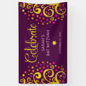 Burgundy Bat Mitzvah Goldene Foil Script Tree of L Banner (Vertikal)